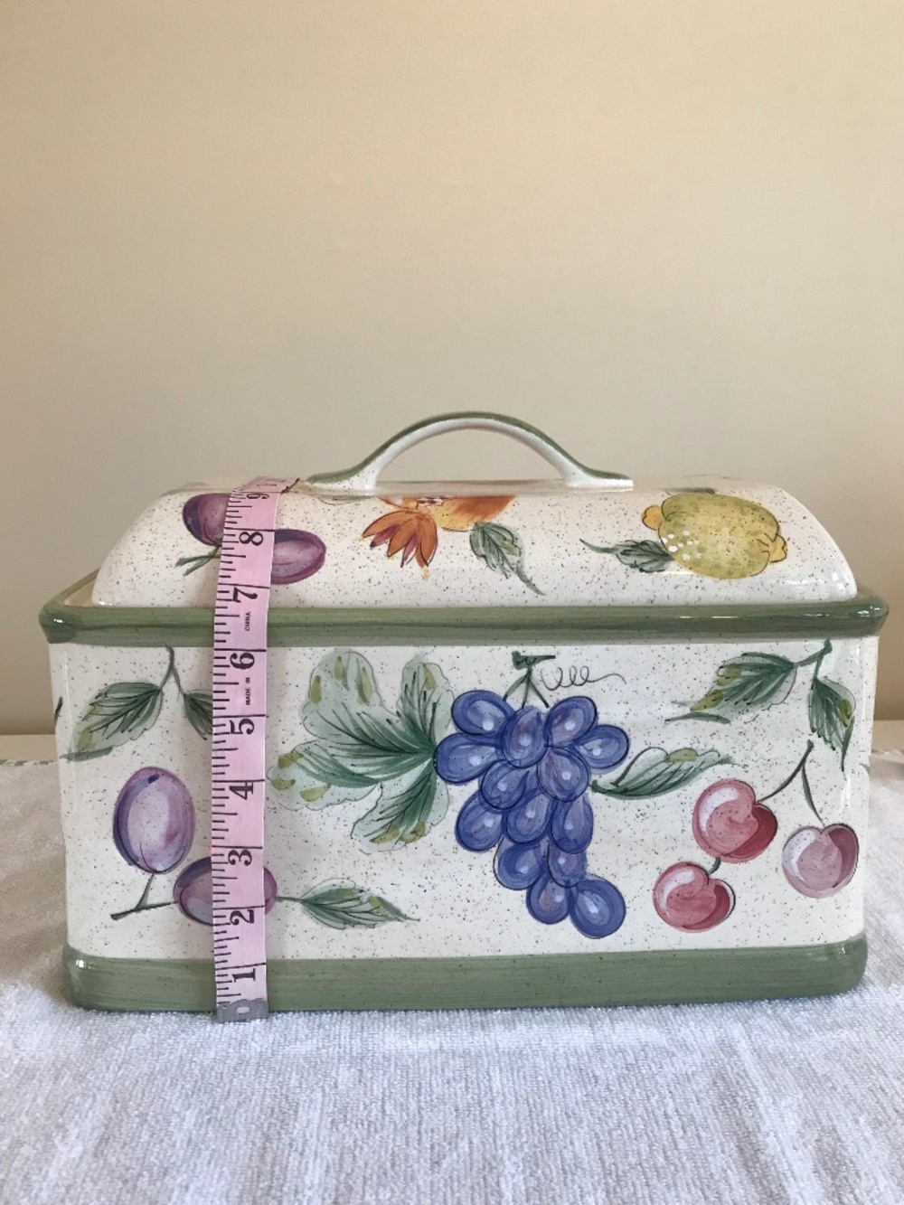 GRANDMACORE 🔥 TUSCAN COUNTRY COZY VINTAGE KITCHEN FRUIT CERAMIC BREAD BOX - Picture 3 of 14